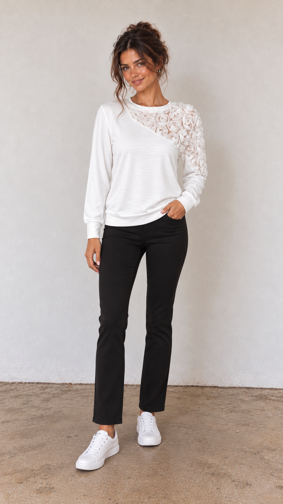 Haut semi dentelle
