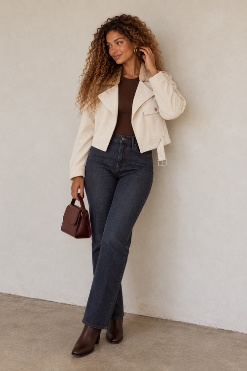 Blouson en laine crème